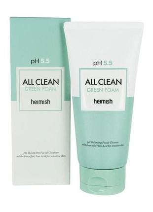 Очищувальна пінка для обличчя heimish all clean green foam ph 5.5