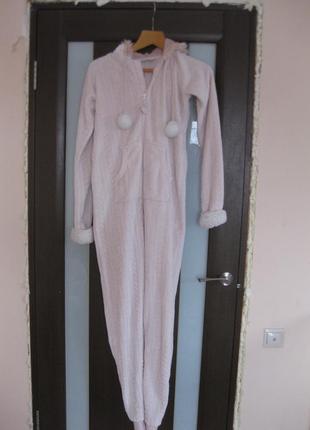 M-s, теплая велюровая пижама слип домашней одежды розовая primark