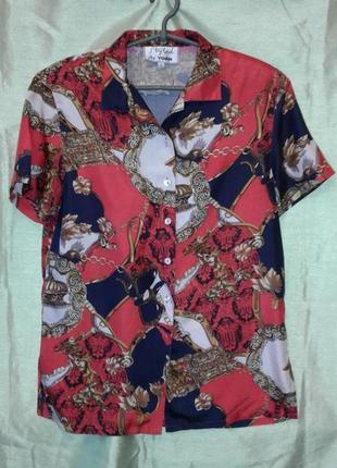 Винтажная яркая шелковая блуза в принт " версаче " от yorn