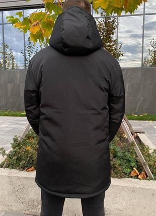 Зимняя удлиненная куртка парка черная найк nike4 фото