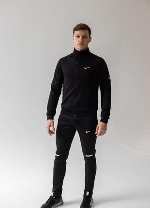 Теплий спортивний костюм чорний мікродайвінг з мікрофлісом nike найк2 фото