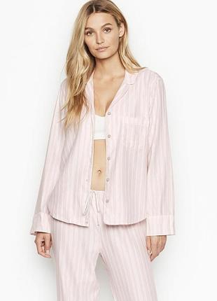 Фланелевая пижама victoria’s secret в полоску полосатая пижамная кофта рубашка vs виктория сикрет1 фото