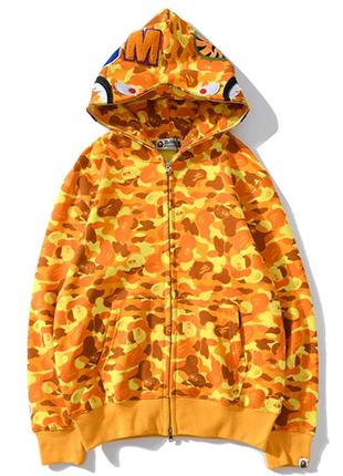 Жовте худі bape x pubg shark full zip orange camo кофта з капюшоном пабг на змійці