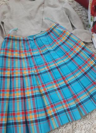 Стильная шерстяная юбка плиссеровка /шотландка мини в клетку, alexander,  p. 32-344 фото
