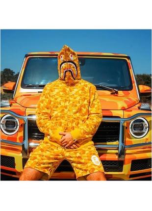 Жёлтый худи bape x pubg shark full zip orange camo кофта с капюшоном пабг на молнии4 фото