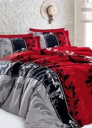 Євро пододеяльник 200х220 абстракция завитки листья красный черный серый бязь голд люкс виталина