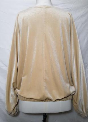 Женская шикарная велюровая блуза, блузка, кофта на молнии объемный рукав3 фото