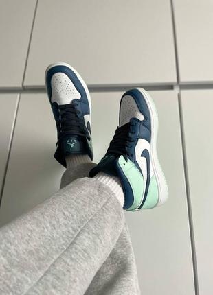 Кроссовки nike air jordan 1 mid gs "blue mint"8 фото