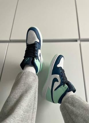 Кроссовки nike air jordan 1 mid gs "blue mint"9 фото