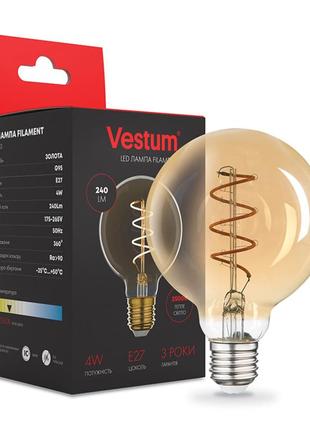Філаментна лампа vestum "вінтаж" golden twist g95 е27 4вт 220v 2500к 1-vs-2503