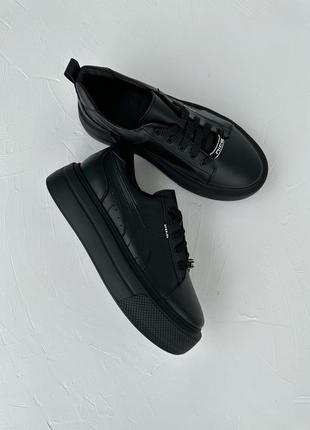 Кожаные черные кеды кроссовки 😎6 фото