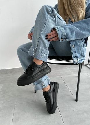 Кожаные черные кеды кроссовки 😎3 фото