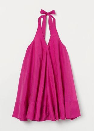 1+1=3 на всё 🎁 пышное оверсайз платье яркий розовый неон - лимитированная коллекция h&m 🏷 размер: xs