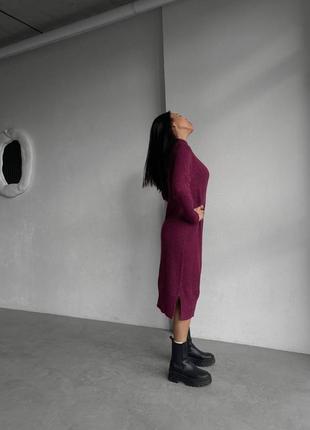 Вязаное бесшовное платье тепла, длинная4 фото