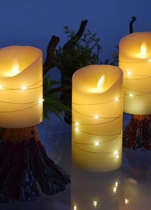 Безполум'яна свічка danip, з вбудованими гірляндами, світлодіодна свічка з 3 частин3 фото