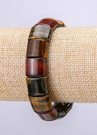 Браслет на резинці ланка тигровий, соколиний, бичачий очей d-15х13мм обхват-18см