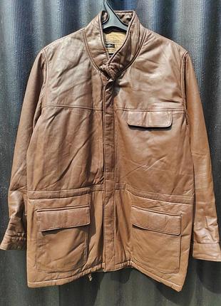 Крутая кожаная куртка pielini, кожа ягненка испания на утеплителе