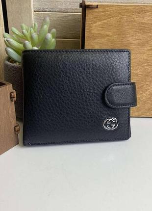 Мужской кожаный кошелек из натуральной кожи черный портмоне кожа люкс качество6 фото