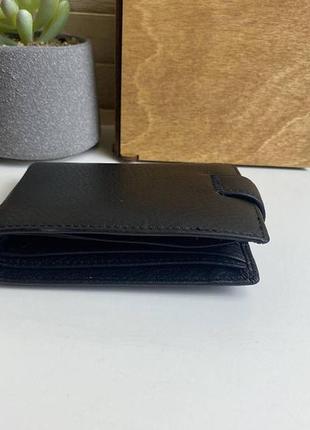 Мужской кожаный кошелек из натуральной кожи черный портмоне кожа люкс качество7 фото