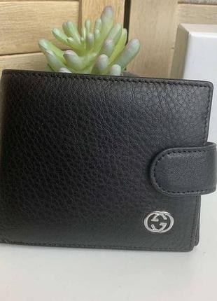 Мужской кожаный кошелек из натуральной кожи черный портмоне кожа люкс качество3 фото