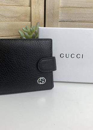 Мужской кожаный кошелек из натуральной кожи черный портмоне кожа люкс качество