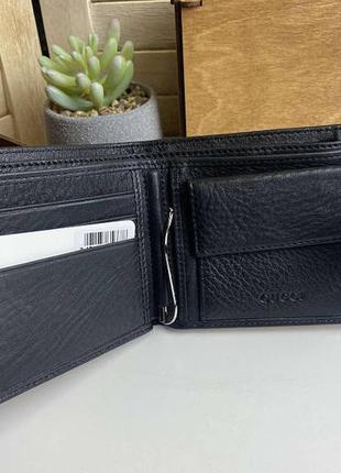 Мужской кожаный кошелек из натуральной кожи черный портмоне кожа люкс качество5 фото