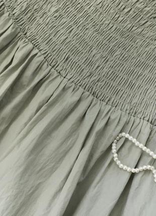 Трендова брендова фісташкова сукня плаття з обємними рукавами на резинці asos5 фото