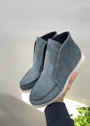 Высокие лоферы из натуральной итальянской кожи и замша женские