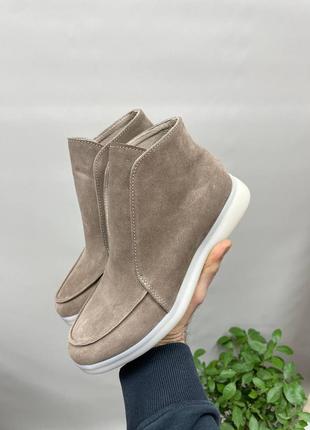 Высокие лоферы из натуральной итальянской кожи и замша женские