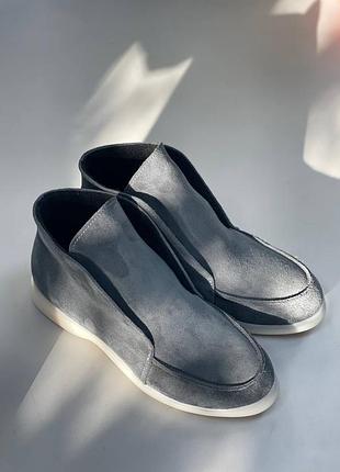 Высокие лоферы из натуральной итальянской кожи и замша женские