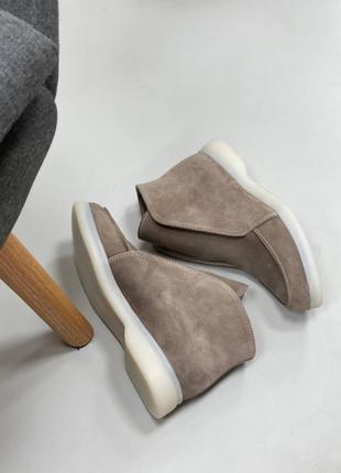 Высокие лоферы из натуральной итальянской кожи и замша женские