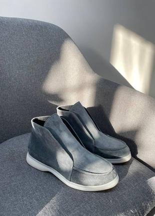 Высокие лоферы из натуральной итальянской кожи и замша женские