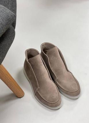 Высокие лоферы из натуральной итальянской кожи и замша женские