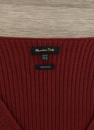 Бордовый  вязаный джемпер с глубоким вырезом massimo dutti made in italy4 фото