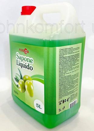 Жидкое мыло purezza sapone liquido oliva 5 л3 фото