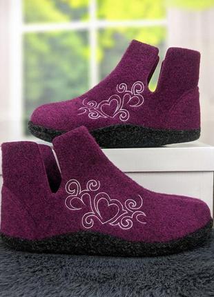 Капці панчіш жіночі фетрові для ламінату високі inblu сливові3 фото