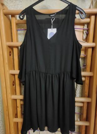 Женское платье миди свободного кроя с рукавом волан от monki \p.l3 фото