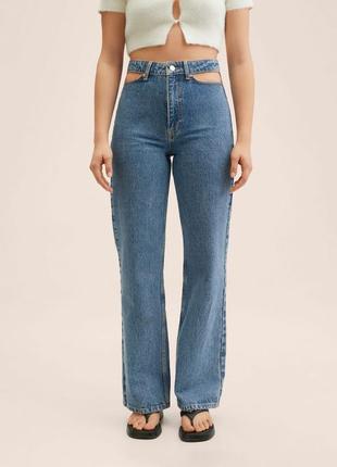 Джинсы, широкие ровные джинсы, джинсы с вырезом,джинси широкі з вирізами на талії, джинси1 фото