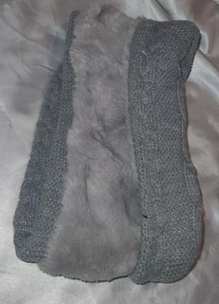 Шарф вязаный с мехом