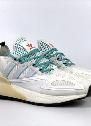 Кроссовки мужские adidas zx 2k boost crystal white/ grey one/ hi-res green / спортивні кросівки для бігу і активного відпочинку3 фото