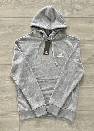 Весенняя серая толстовка худи adidas с капюшоном весняний сірий худі адідас