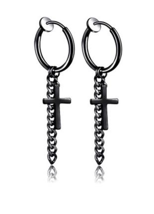 2шт обманка крутые клипсы сережки без прокола крест кресты рок готика серьги для мужчин унисекс