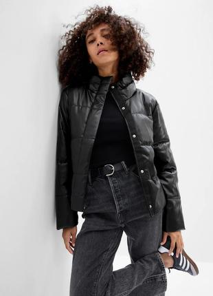 Куртка пуховик из искусственной кожи gap