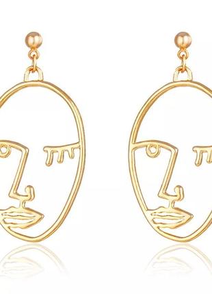 Серьги абстракция, лицо, контур, необычные серьги