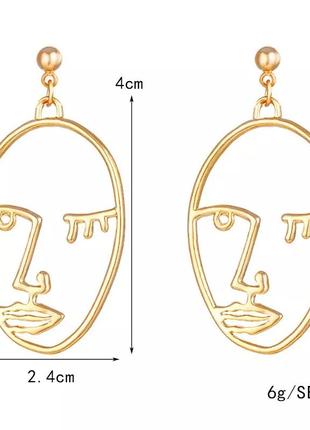Серьги абстракция, лицо, контур, необычные серьги 3