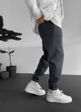 Мужские спортивные штаны темно-серые / теплые спортивки на флисе мужские2 фото