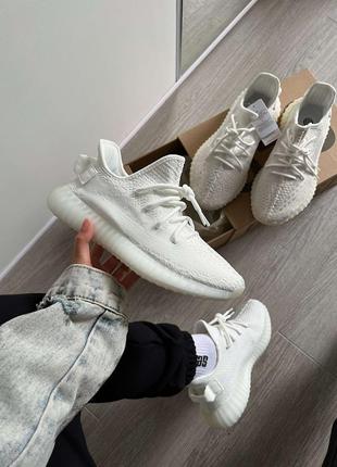 Кроссовки мужские, женские adidas yeezy boost 350 v2 cream white premium белые, адидас изи буст