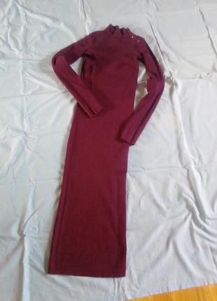 Сукня трикотажна кольору марсала1 фото