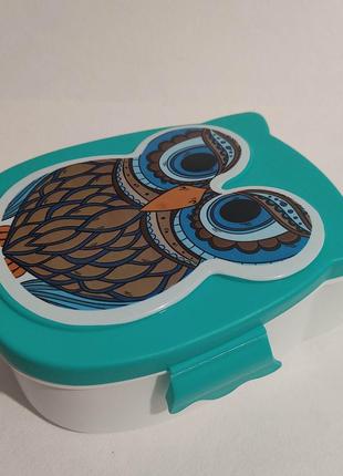 Зручний ланч бокс, ланчбокс, lunch box, lunchbox сова, пластиковий контейнер 1л у вигляді сови, бірю6 фото