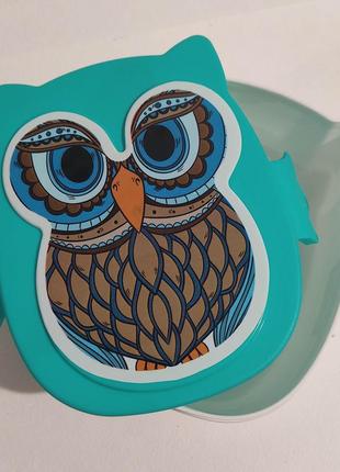 Зручний ланч бокс, ланчбокс, lunch box, lunchbox сова, пластиковий контейнер 1л у вигляді сови, бірю3 фото
